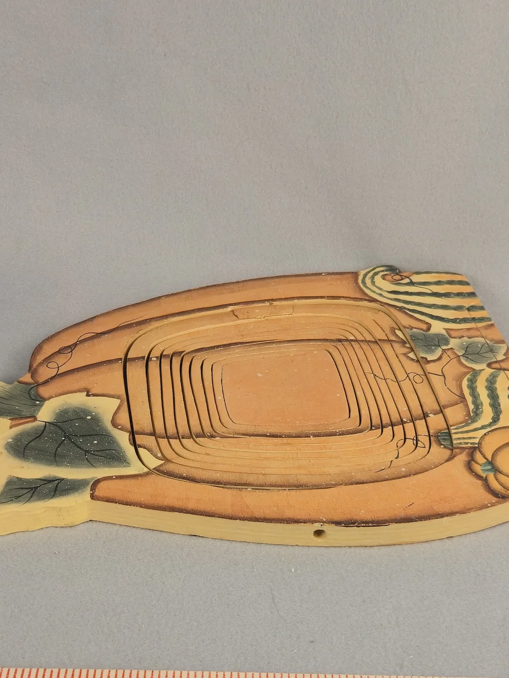 Vintage Collapsible Wooden Pumpkin Basket Trivet Fall Harvest Decor